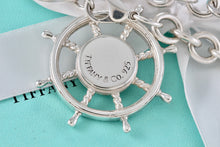 Load image into Gallery viewer, Tiffany & Co. Vintage Sterling Silver Ship Steering Wheel Turquoise Pendant 16" Chain Necklace