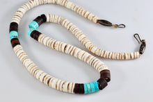 Load image into Gallery viewer, Vintage Hand Strung Silver Turquoise Puka Shell Hawaii 18" Necklace 1950's Era