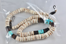 Load image into Gallery viewer, Vintage Hand Strung Silver Turquoise Puka Shell Hawaii 18" Necklace 1950's Era