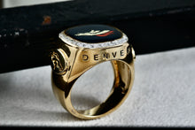 Load image into Gallery viewer, Denver Broncos Diamond Vermeil Sterling Silver Acrylic Signet Ring Size 10