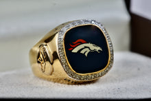 Load image into Gallery viewer, Denver Broncos Diamond Vermeil Sterling Silver Acrylic Signet Ring Size 10