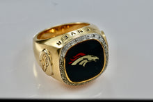 Load image into Gallery viewer, Denver Broncos Diamond Vermeil Sterling Silver Acrylic Signet Ring Size 10