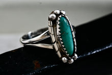 Load image into Gallery viewer, Lorencita Garcia Native American Oval Turquoise Silver Ring Size 8