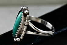 Load image into Gallery viewer, Lorencita Garcia Native American Oval Turquoise Silver Ring Size 8