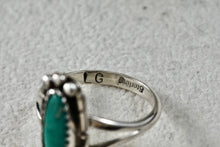 Load image into Gallery viewer, Lorencita Garcia Native American Oval Turquoise Silver Ring Size 8