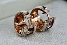 Load image into Gallery viewer, Vermeil Silver Multi CZ Gemstone Wide Chunky Hoop Earrings China