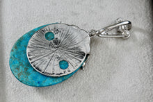 Load image into Gallery viewer, Costume Large Blue Oval Turquoise Rhinestone Silver-Tone 2.5" Slider Pendant