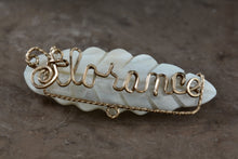 Load image into Gallery viewer, Costume "Florance" Gold Tone Wire Wrapped Carved Pearl Arrowhead 2" Brooch Pin
