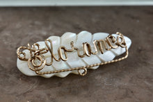 Load image into Gallery viewer, Costume "Florance" Gold Tone Wire Wrapped Carved Pearl Arrowhead 2" Brooch Pin