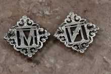 Load image into Gallery viewer, Costume Silver-Tone Letters "M" and "N" Rhinestone Monogram Brooch Pin