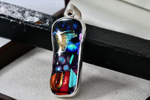 Load image into Gallery viewer, Sterling Silver Multi-Color High Quality Glass Resin Bar 2.25" Pendant