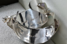 Load image into Gallery viewer, Native American Sterling Silver Handmade Multi Gemstone Inlay Hoop Earrings