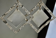Load image into Gallery viewer, Sterling Silver Dangle Double Square Wavy Dangle Earrings