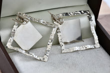 Load image into Gallery viewer, Sterling Silver Dangle Double Square Wavy Dangle Earrings