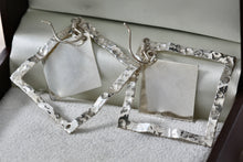 Load image into Gallery viewer, Sterling Silver Dangle Double Square Wavy Dangle Earrings