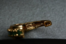 Load image into Gallery viewer, Sterling Silver Vermeil Green Emerald Small Clip-on Hoop Earrings