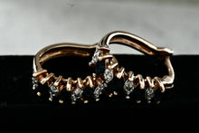 Load image into Gallery viewer, Sterling Silver Vermeil Blue Sapphire CZ Diamonds Huggie Hoop Cocktail Earrings