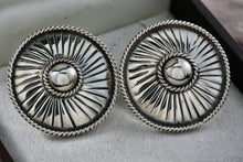 Load image into Gallery viewer, NM Large Mexico Sterling Silver Twist Rope Edge Round Circle Clip-On Earrings