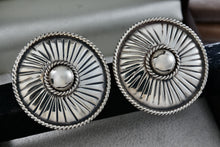 Load image into Gallery viewer, NM Large Mexico Sterling Silver Twist Rope Edge Round Circle Clip-On Earrings