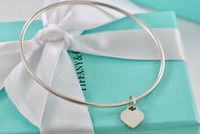 Load image into Gallery viewer, Tiffany & Co. Silver Small Blue Enamel Heart Dangle Bangle Bracelet *Custom*