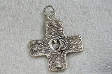 Load image into Gallery viewer, Sterling Silver Heart Compass Cross Charm 1" Pendant