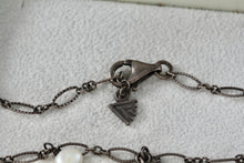 Load image into Gallery viewer, Sterling Silver Copper Hammered Dangle Circles Pearl Choker Collar 18" Necklace