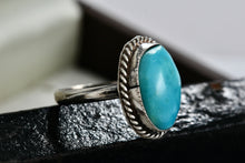 Load image into Gallery viewer, Native American Silver Handmade Polished Turquoise Pebble Ring Size 6.5