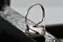 Load image into Gallery viewer, Native American Silver Square Diamond Turquoise Polished Stone Handmade Ring Size 6.5
