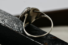 Load image into Gallery viewer, Native American Silver Square Diamond Turquoise Polished Stone Handmade Ring Size 6.5