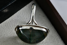 Load image into Gallery viewer, Sterling Silver Art Deco Large Oval Acrylic Ocean Wave Ring Dome Glass Ring Size 9