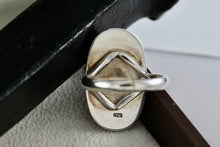 Load image into Gallery viewer, Sterling Silver Art Deco Large Oval Acrylic Ocean Wave Ring Dome Glass Ring Size 9