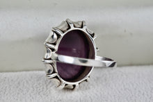 Load image into Gallery viewer, Vintage Silver Art Deco Large Oval Purple Amethyst Ring Size 8