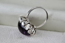 Load image into Gallery viewer, Vintage Silver Art Deco Large Oval Purple Amethyst Ring Size 8