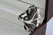 Load image into Gallery viewer, Sterling Silver Large Hammered Oval Dome Scroll Accent Ring Size 7