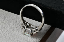 Load image into Gallery viewer, Sterling Silver Emerald Cushion Cut Opal CZ Diamonds Ring Size 7