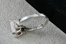 Load image into Gallery viewer, Sterling Silver Emerald Cushion Cut Opal CZ Diamonds Ring Size 7