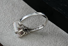 Load image into Gallery viewer, Sterling Silver Emerald Cushion Cut Opal CZ Diamonds Ring Size 7