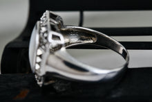 Load image into Gallery viewer, Sterling Silver Square Rhinestone Pearl Inlay Signet Ring Size 8.5