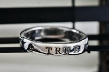 Load image into Gallery viewer, Vintage Sterling Silver TRUE LOVE WAITS Narrow Band Ring Size 8 Signed
