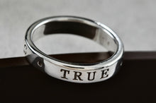 Load image into Gallery viewer, Vintage Sterling Silver TRUE LOVE WAITS Narrow Band Ring Size 8 Signed