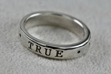 Load image into Gallery viewer, Vintage Sterling Silver TRUE LOVE WAITS Narrow Band Ring Size 8 Signed