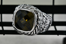 Load image into Gallery viewer, High Quality Fashion Rope Weave Square Cushion Cut Smokey Quartz Ring Size 6