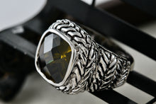 Load image into Gallery viewer, High Quality Fashion Rope Weave Square Cushion Cut Smokey Quartz Ring Size 6