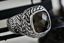 Load image into Gallery viewer, High Quality Fashion Rope Weave Square Cushion Cut Smokey Quartz Ring Size 6