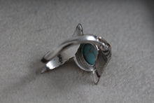 Load image into Gallery viewer, Native American Costume Silver & Gold Tone Turquoise Feather Ring Size 9.5