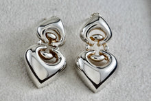 Load image into Gallery viewer, Joseph Esposito Sterling Silver Double Puffy Heart Spades Earrings Signed ESPO SIG 925