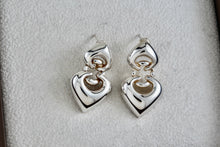 Load image into Gallery viewer, Joseph Esposito Sterling Silver Double Puffy Heart Spades Earrings Signed ESPO SIG 925