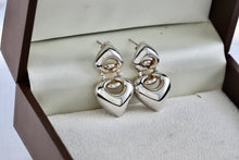 Load image into Gallery viewer, Joseph Esposito Sterling Silver Double Puffy Heart Spades Earrings Signed ESPO SIG 925