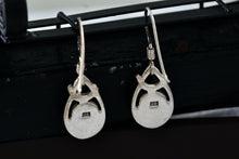 Load image into Gallery viewer, Sterling Silver Dangle Green Enamel Oval Teardrop 1" Earrings