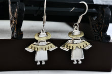 Load image into Gallery viewer, Sterling Silver Copper Halo & Wings Angel Dangle Hook Earrings